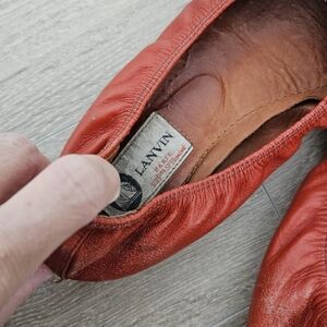 Vintage Lanvin leather flats (burnt orange scrunch with flower)